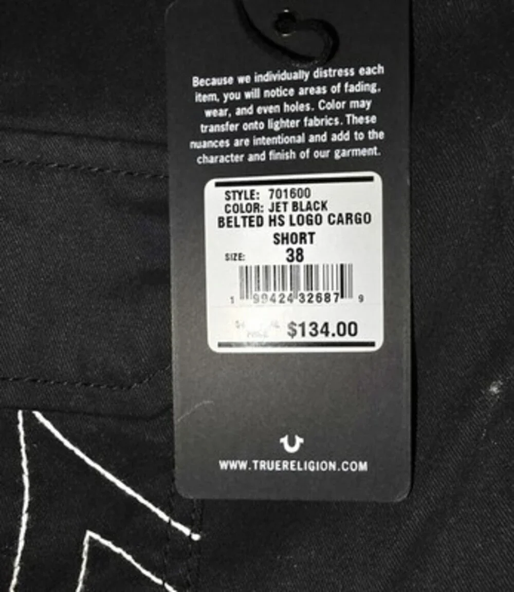 True Religion Belted Hs Logo Cargo Shorts Size 38 Sku: 0157